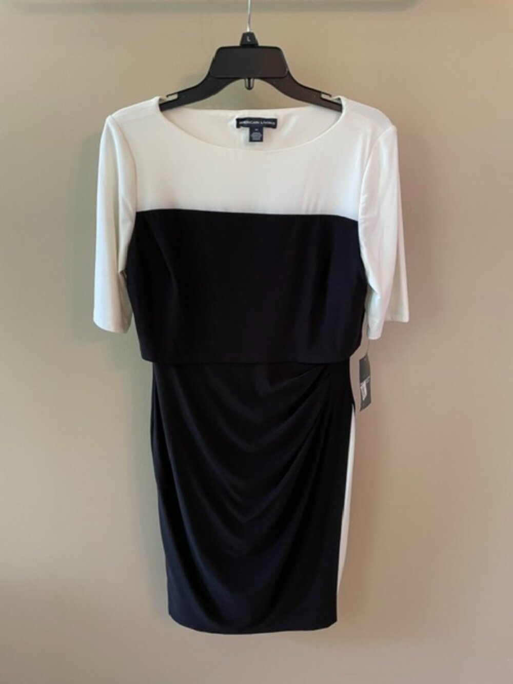 Women's American Living Black & Ivory Short Sleeve Dress